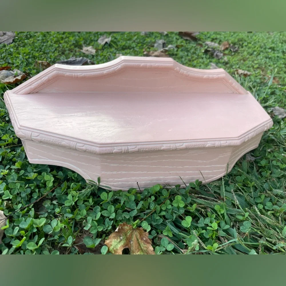 Vtg Salmon Pink Tone Syroco Style Wall Display Shelf, Homco Home Interiors
